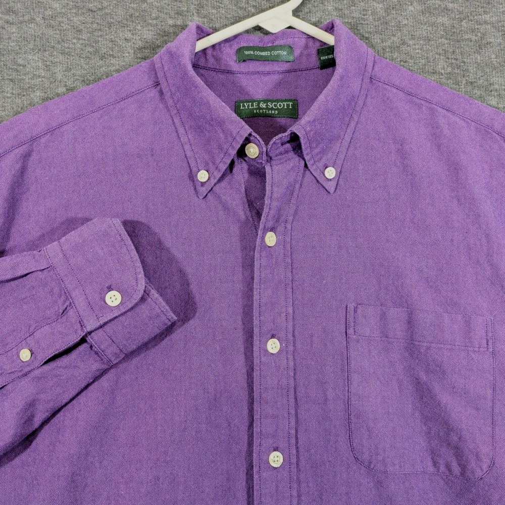 Lyle &‎ Scott Mens Purple 100% Combed Cotton Button Up Shirt Size XL